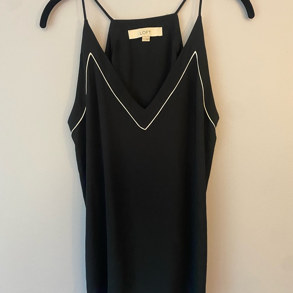 LOFT Black Camisole with White Trim